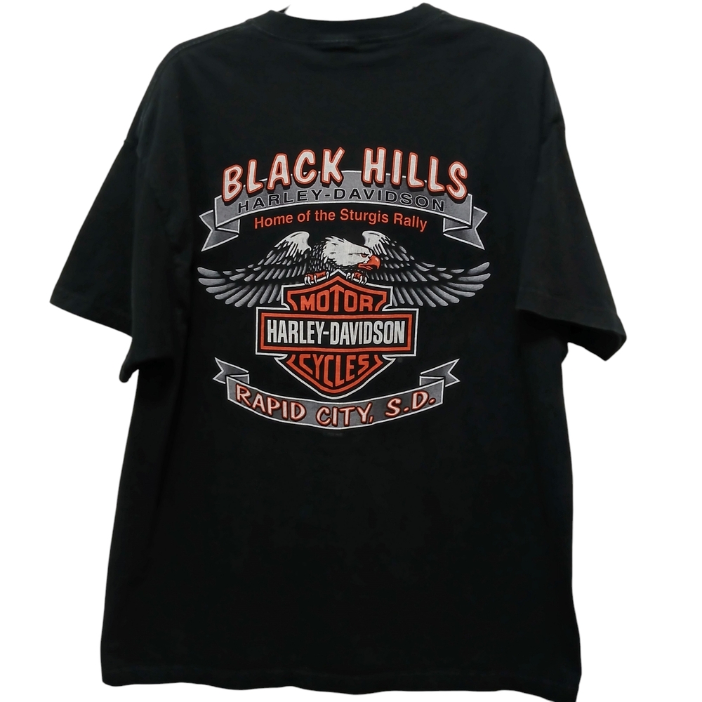 Harley-Davidson Black XL T-Shirt with Orange Graphics Black Hills Rapid City, SD